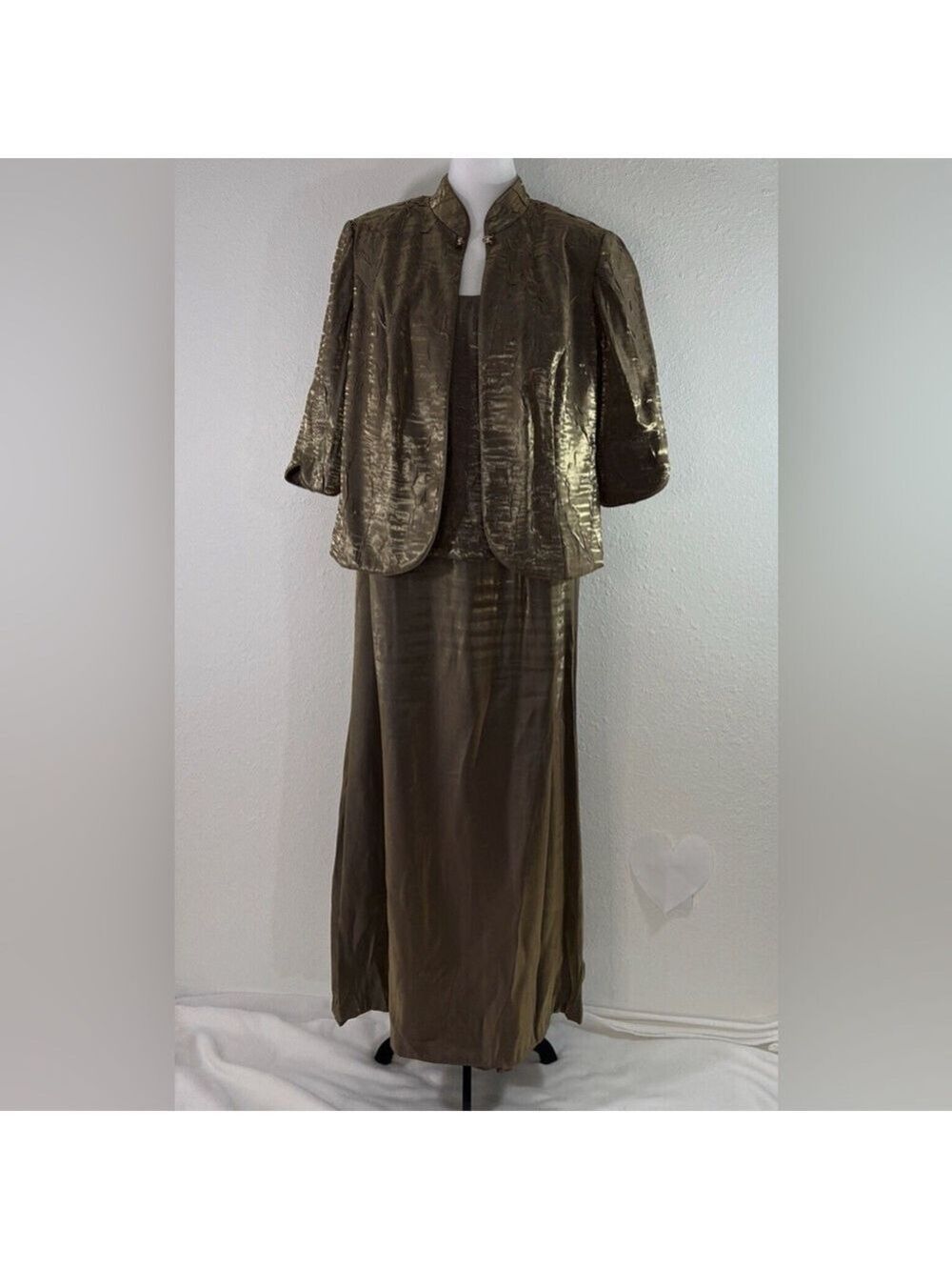 David's Bridal Dress and Jacket Mother of the Bride Groom Dress Bown Bronze - Picture 3 of 14